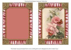 Pink Butterfly Rose Ruffles 2 Card Front and Frame Base
