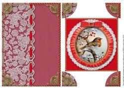 Christmas Robin 1 A5 Half Lace Card Front