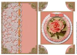 Pink Peony A5 Half Lace Card Front