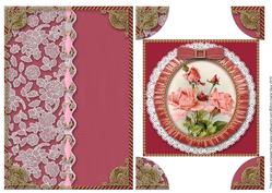 Pink Roses 2 A5 Half Lace Card Front