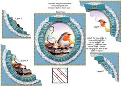 Christmas Robin 1 Duo Corner Wavy Sq Stacker