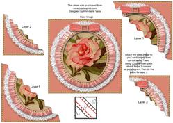 Pink Peony Ruffle Duo Corner Wavy Sq Stacker