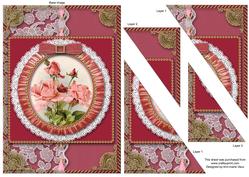 Pink Roses 2 Ruffle Duo Corner A5 Stacker