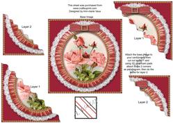 Pink Roses 2 Ruffle Duo Corner Wavy Sq Stacker