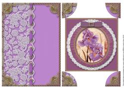 Purple Iris Ruffle Half Lace A5 Card Front