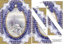 Christmas Blue Village Ruffle Duo Corner A5 Stacker