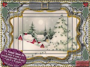 Christmas Snow Scene Lace Card Topper A4 Tunnel Kit