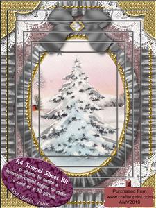 Snowy Christmas Tree Ruffle Card Topper A4 Tunnel Kit