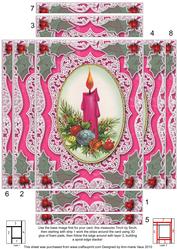 Chrismtas Pink Candle 7x5 Spiral Edge Stacker