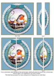 Christmas Robin 2 Ruffle Lace 5in Sq Side Stacker