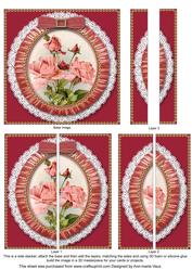 Pink Roses Posie Ruffle Lace 5in Sq Side Stacker