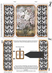 Black & White Carnations Square Buckle Gatefold Card