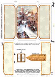 Christmas Village Centre Square Gatefold Buckle Card