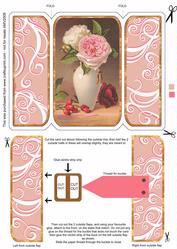 Beautiful Pink Rose Vase Square Gatefold Buckle Card