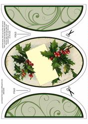 Holly Blank Christmas Giant Round Gatefold Card