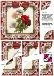 Mixed Anemones Deep Lace 6 Inch Duo Corner Stack Card Front