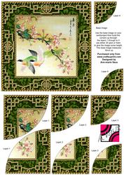 Oriental Birds 2 6 Inch Duo Corner Stack Card Front