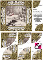 Christmas Snow Scene 6 Inch Duo Corner Stack Card Front
