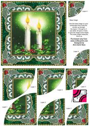 Christmas Candles3 6inch Duo Corner Stack Card Front