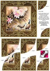 Oriental Ducks 6inch Duo Corner Stack Card Front