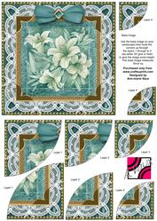 Peacock Blue Lillies Deep Lace 6inch Duo Corner Stacker