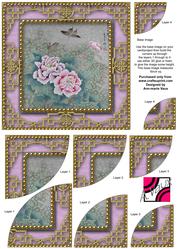 Oriental Butterfly Peony2 6inch Duo Corner Stack Card Front
