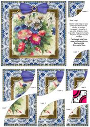Wildflowers Blue Deep Lace 6inch Duo Corner Stack Card Front