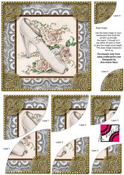 Wedding Shoe2 6inch Duo Corner Stack Card Front