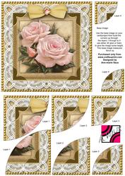 Pink Roses Deep Lace 6inch Duo Corner Stack Card Front