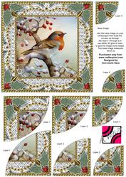 Christmas Robin 6inch Duo Corner Stack Card Front