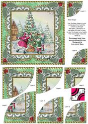 Santa Decorating Tree2 6inch Duo Corner Stack Card Front
