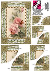 Pink Butterfly Rose Gold Lace 7x5inch Duo Corner Stacker