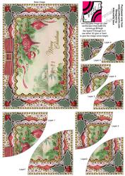 Christmas Pink Baubles Gold Lace 7x5inch Duo Corner Stacker
