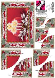 Red Candle Trio Gold Lace 7x5inch Duo Corner Stacker