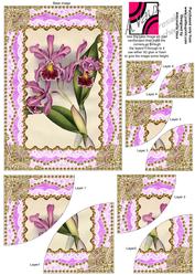 Purple Orchids Gold Lace 7x5inch Duo Corner Stacker