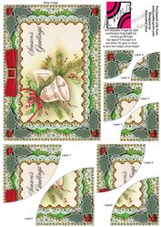 Greetings Bells Gold Lace 7x5inch Duo Corner Stack Card Fron
