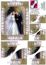 Wedding Couple Ruffle 7x5inch Duo Corner Stack Card Front