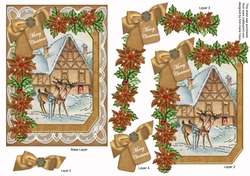 Reindeer Merry Christmas 7x5in Fancy Lace Step by Step