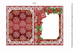 Red Robin Merry Christmas 7x5in Fancy Lace Foldable Insert