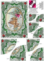 Santa Decorating Tree Lace 7x5inch Duo Corner Stacker