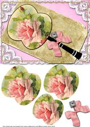 Oriental Fan Lace Roses Card Front
