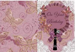 Plum Birthday Folded Pretty Vintage Fan Card