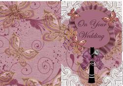 Plum Wedding Folded Pretty Vintage Fan Card
