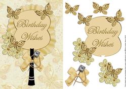 Cream Birthday Pretty Butterfly Fan Decoupage Step by Step