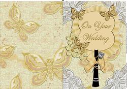 Cream Wedding Folded Pretty Vintage Fan Card