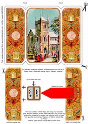 Ornate Christmas Church 2 Square Gatefold Buckle Card