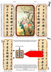 Oriental Bird Set 1 of 3 Square Gatefold Buckle Card