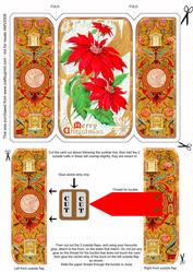 Ornate Christmas Poinsettia Square Gatefold Buckle Card