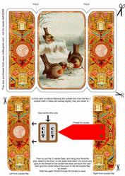 Ornate Christmas Robins Square Gatefold Buckle Card