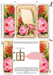 Roses Stationary or Thank You Note Square Gatefold Buckle Card